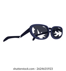 Óculos de sol quebrados refletem a luz, criando um padrão abstrato nas lentes