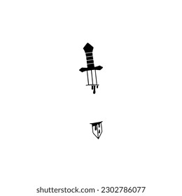 broken sword doodle illustration vector