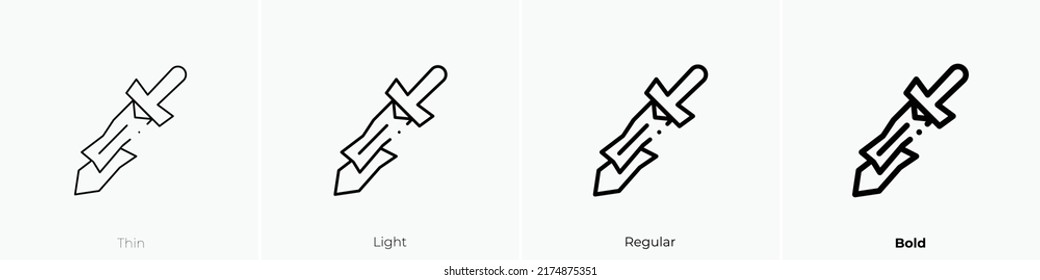 broken sword icon. Thin, Light Regular And Bold style design isolated on white background