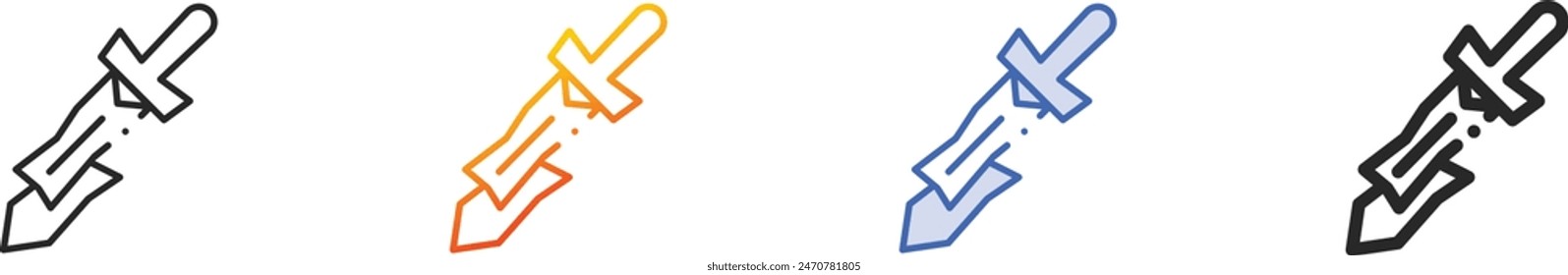 broken sword icon.Thin Linear, Gradient, Blue Stroke and bold Style Design Isolated On White Background