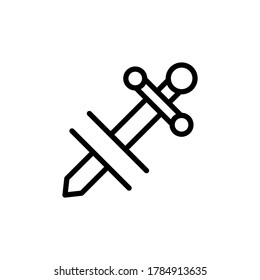 Espada rota, icono del tatuaje. Línea simple, contorno de elementos vectoriales de iconos de tatuaje para ui y ux, sitio web o aplicación móvil