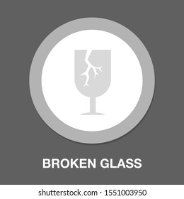 Broken symbol, vector icon - Broken glass wine. cargo sign
