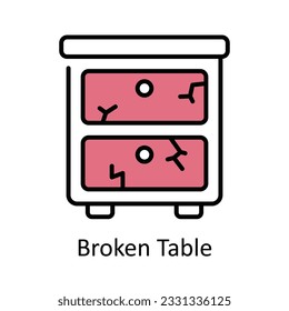 Broken Table Filled Outline Icon Design Illustration. Heimreparatur- und Wartungssymbol auf weißem Hintergrund - EPS10-Datei