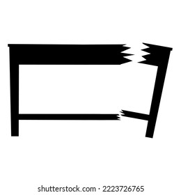 Broken table on a white background. Great for fragile, weathered and cracked tabletop logos. Vector illustration