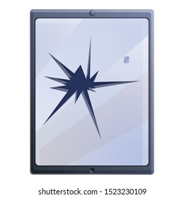 Broken tablet icon. Cartoon of broken tablet vector icon for web design isolated on white background
