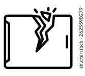 Broken tablet icon. Outline broken tablet vector icon for web design isolated on white background