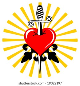 Broken tattoo vector heart