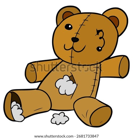 broken teddy bear illustration hand drawn isolated vector