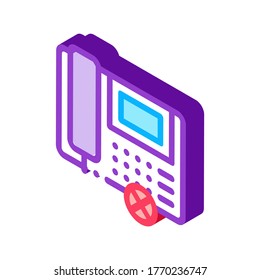 Broken Telephone Icon Vector. Isometric Broken Telephone sign. color isolated symbol illustration
