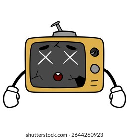 broken Television character illustration hand drawn isolated vector