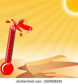 broken thermometer from high temperature, over heat concept