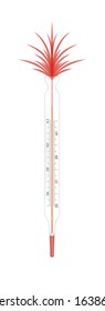broken thermometer with squirting liquid red fluid