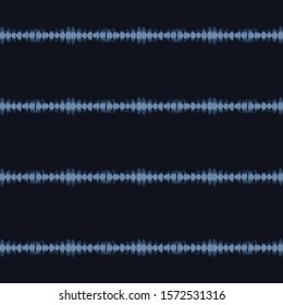 Broken Thin Stripe Shibori Tie Dye Indigo Blue Texture Background. Bleached Handmade Resist Seamless Pattern. Cloth Effect Textile. Classic Japan or  Indonesian All Over Print. Vector Repeat Eps 10