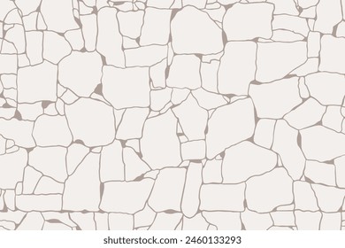 Mosaico de azulejos rotos, patrón sin fisuras. Azulejos beige, pared real o ladrillo, Vector sin costuras con fondo de textura. Fondo de pantalla abstracto en un baño de forma irregular.