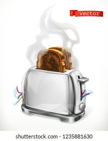 Broken Toaster. Error. 3d Vector Icon