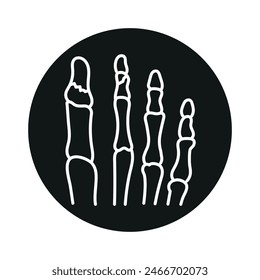 Broken toe line black icon. Sign for web page, mobile app, button, logo. Vector isolated button. Editable stroke.