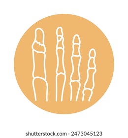 Broken toe line black icon. Sign for web page, mobile app, button, logo. Vector isolated button. Editable stroke.