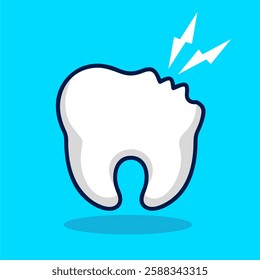 Broken Tooth Cartoon Vector Icon Illustration. Education Object Icon Concept Isolated.