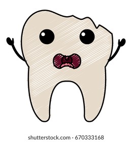 broken tooth character isolated icon