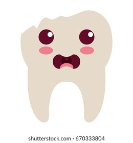broken tooth character isolated icon