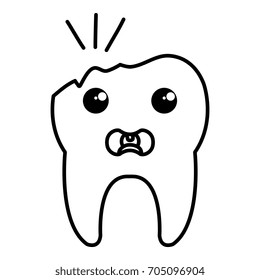 broken tooth character isolated icon
