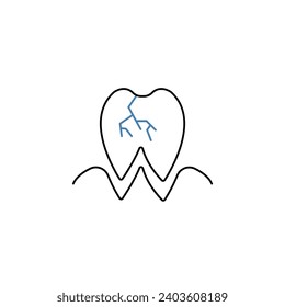 Broken tooth concept line icon. Simple element illustration. Broken tooth concept outline symbol design.