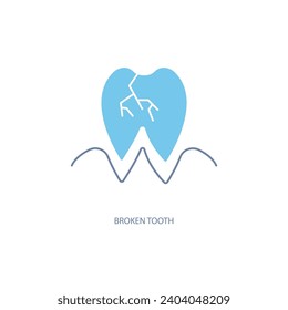 Broken tooth concept line icon. Simple element illustration. Broken tooth concept outline symbol design.