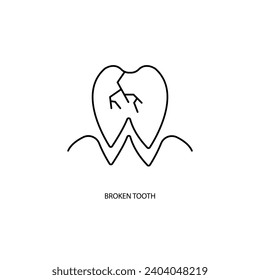 Broken tooth concept line icon. Simple element illustration. Broken tooth concept outline symbol design.