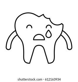 Broken tooth crying character icon vector illustration design