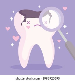 broken tooth cute with dental mirror