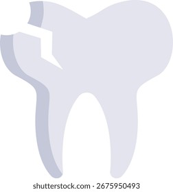 Diseño de icono plano de diente roto