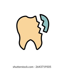 broken tooth icon collection .design style with background