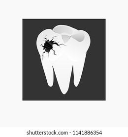 Broken tooth icon. Dental care sign symbol. Vector