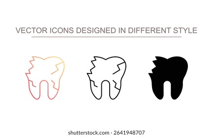 Broken Tooth icon design with white background stock illustration
