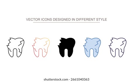 Diseño de icono de diente roto con fondo blanco