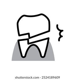 Ícone de dente quebrado - ilustração de desenho de linha