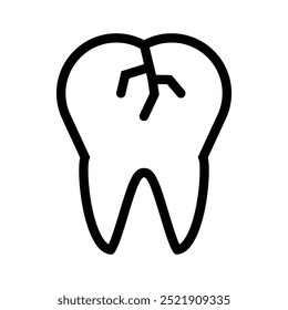 ícone de dente quebrado. Design de estilo de estrutura de tópicos isolado no plano de fundo branco