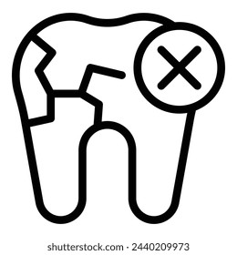 Broken tooth icon outline vector. Cracked teeth. Dental oral problem