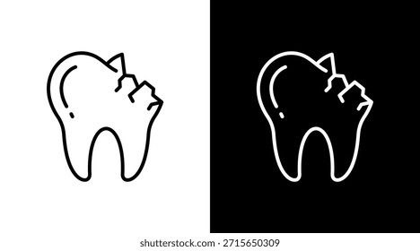 Dente quebrado com design de conjunto de ícones