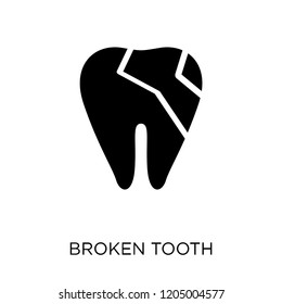 Broken tooth icon. Broken tooth symbol design from Dentist collection. Simple element vector illustration on white background.