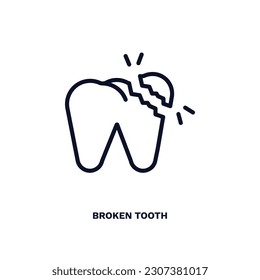 broken tooth icon. Thin line broken tooth icon from dental health collection. Editable broken tooth symbol can be used web and mobile
