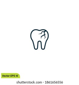 plantilla de logotipo de símbolo de dolor de dientes roto 
