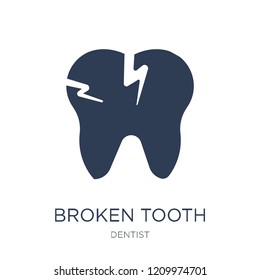 Broken tooth icon. Trendy flat vector Broken tooth icon on white background from Dentist collection, vector illustration can be use for web and mobile, eps10