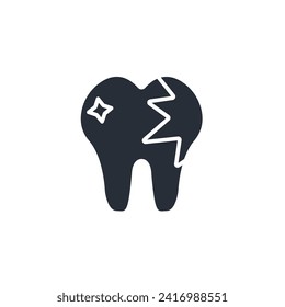 broken tooth icon. vector.Editable stroke.linear style sign for use web design,logo.Symbol illustration.