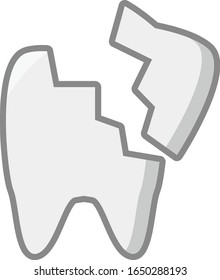 Broken tooth isolated vector illustration.