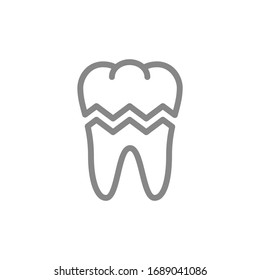 Broken Tooth Line Icon. Damaged Organ, Acute Pain, Transplant Rejection Symbol