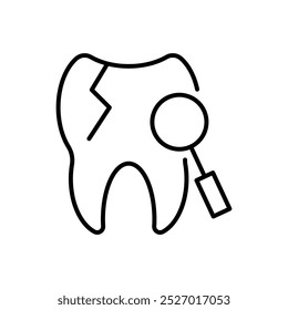 Broken tooth with loupe on transparent background