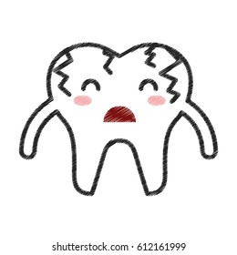 Broken tooth sad character icon vector illustration design