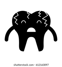 Broken tooth sad character icon vector illustration design