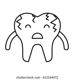 Broken tooth sad character icon vector illustration design